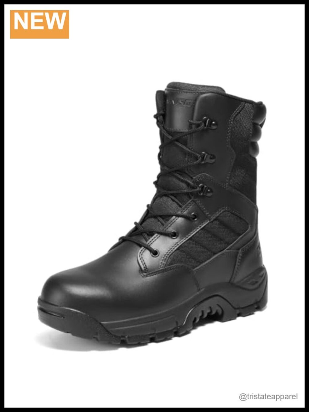 NINGO Steel Toe Waterproof Work Boots Men 8 inch Side Zipper